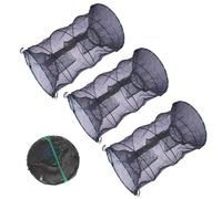 Casenly Piège à Poisson Pliable, 3 PCS Piège à Crabe en Nylon 30x60cm, Nasse à Écrevisses avec Fermeture éclair, Portable Casier à Crabes, Ronde Filet de Pêche pour Crabes Crevette Homard Anguille