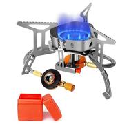 Casenly Réchaud de Camping, 3500W Rechaud Camping Gaz, Réchaud Gaz Pliable avec Allumage Piézo-électrique, Mini Brûleur à Gaz Anti-Vent pour Randonnée Pêche Pique-nique