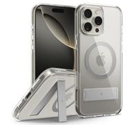 Caseology Capella Mag Kickstand Coque iPhone 16 Pro Max [Béquille intégrée] Protection magnétique Contre Les Chutes de qualité Militaire Motifs de poignée latérale - Clear Gray