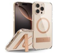 Caseology Capella Mag Kickstand Coque iPhone 16 Pro Max [Béquille intégrée] Protection magnétique Contre Les Chutes de qualité Militaire Motifs de poignée latérale - Clear Sepia Gold