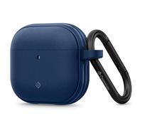 Caseology Vault Coque Compatible avec AirPods 4 (2024) [Protection renforcée] TPU PC Texture en Pierre durabilité avec Mousqueton - Navy Blue