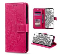 CASEONJAN Étui portefeuille pour Moto G Stylus 5G 2022 - Avec porte-cartes - Motif Mandala Fleur en relief - Antichoc - Pour Motorola G Stylus 5G 2022 (Rouge)