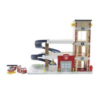 Le Toy Van Caserne de pompiers TV453 avec hélicoptère – Bois FSC, 1 camion, dès 3 ans