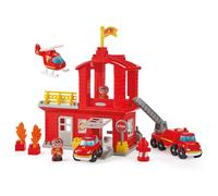 Caserne des pompiers Ecoiffier Abrick 2980 avec 2 pompiers véhicules et hélicoptère Rouge