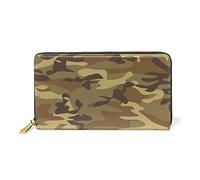 Caserne Militaire Camouflage Vert Portefeuille Zipper Long Bourse en Cuir Véritable avec Titulaire de la Carte de Crédit pour Téléphone Femmes Fille Hommes