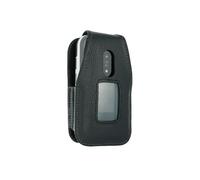 caseroxx Étui en cuir avec clip ceinture compatible avec Doro Leva L30/L31 en cuir véritable, pochette avec clip ceinture et fenêtre de visualisation en noir