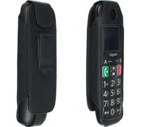 caseroxx Etui en cuir avec clip ceinture compatible avec Gigaset E290 en cuir véritable, étui avec clip ceinture et fenêtre en noir