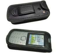 caseroxx Etui en cuir avec clip ceinture compatible avec Nokia C1-01 en cuir véritable, étui avec clip ceinture et fenêtre de visualisation