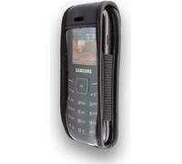 caseroxx Etui en cuir avec clip ceinture compatible avec Samsung GT-E1200R en cuir véritable, étui avec clip ceinture et fenêtre de visualisation