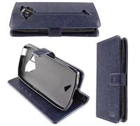 caseroxx Étui pour Crosscall Action-X5, Housse Bookstyle en Cuir Artificiel, Bleu Étui de Portefeuille