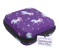 caseroxx Glycomètre Hard Case compatible avec Onetouch Ultra Plus Reflect en Motif de licorne - violet, housse de rangement pour diabétique