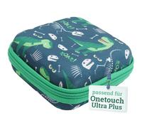 caseroxx Glycomètre Hard Case compatible avec Onetouch Ultra Plus Reflect en Motif dinosaure, housse de rangement pour diabétique