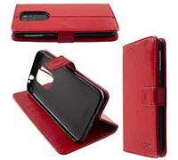 caseroxx Rabat Housse pour Emporia Smart 5, Rouge | Étui à rabat type livre avec compartiments intérieurs et protection intégrale au quotidien, en Cuir artificiel