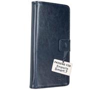 caseroxx Rabat Housse pour Emporia Smart.ME7 / 7lite / 7mini, Bleu | Étui à rabat type livre avec compartiments intérieurs et protection intégrale au quotidien, en Cuir artificiel