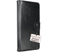 caseroxx Rabat Housse pour Emporia Smart.ME7 / 7lite / 7mini, Noir | Étui à rabat type livre avec compartiments intérieurs et protection intégrale au quotidien, en Cuir artificiel