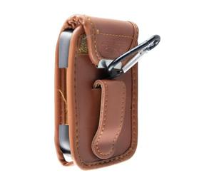 caseroxx Sac Cuir avec Clip Ceinture Compatible avec Freestyle Libre 1/2 / 3 / Insulinx / 14 Day de Cuir veritable, Sac avec Clip Ceinture et fenêtre en Brun