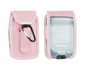 caseroxx Sac Cuir avec Clip Ceinture Compatible avec Freestyle Libre 1/2 / 3 / Insulinx / 14 Day de Cuir veritable, Sac avec Clip Ceinture et fenêtre en Rose