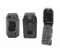 caseroxx Sac Cuir avec Clip Ceinture Compatible avec Nokia 2660 Flip de Cuir veritable, Sac avec Clip Ceinture et fenêtre en Noir