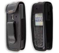 caseroxx Sac Cuir avec Clip Ceinture pour Nokia 6230, 6230i en Cuir veritable, Housse de Protection à Porter à la Ceinture (avec fenêtre Transparente antisalissure; Coloris Noir)