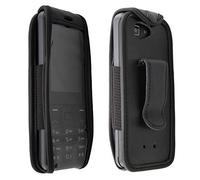 caseroxx Sac Cuir avec Clip Ceinture pour Orange Hapi 11 en Cuir veritable, Housse de Protection à Porter à la Ceinture (avec fenêtre Transparente antisalissure; Coloris Noir)