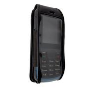 caseroxx Sac Cuir avec Clip Ceinture pour Orange Hapi 50 en Cuir veritable, Housse de Protection à Porter à la Ceinture (avec fenêtre Transparente antisalissure; Coloris Noir)