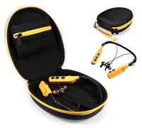 CaseSack Étui compatible avec casque tour de cou DEWALT et casque tour de cou 2 en 1 avec haut-parleurs intégrés (noir avec fermeture éclair jaune)
