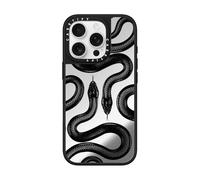 CASETiFY Coque miroir pour iPhone 16 Pro [réfléchissant/1,5 m. 1 protection contre les chutes de qualité militaire/compatible avec Magsafe] - Serpent royale noir, argent sur noir