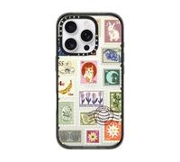 CASETiFY Impact - Coque pour iPhone 16 Pro [fine/2,5 m, protection 4X de qualité militaire contre les chutes, compatible avec la recharge sans fil] - Collection de timbres, noir transparent