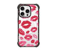 CASETiFY Ultra Impact - Coque pour iPhone 16 Pro [Strong Slim / Protection anti-chute de 1,5 m de hauteur 5X de grade militaire / Compatible avec Magsafe] - Lipstick Kisses - Noir transparent