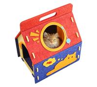 Casetta Per-Gatti Da Interno - Di Feltro Dimensioni | Standard Casa Chiusa Animali Domestici with Multi-Apertura, Camera Da, Soggiorno, Tana Confortevole Per Cuccioli Inverno