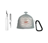 Casevita Coque 3 en 1 compatible avec Airpods 4 avec suppression active du bruit et porte-clés, coque de protection en silicone souple 3D motif poisson amusant pour homme et femme