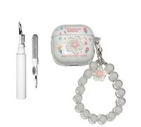 Casevita Coque mignonne 3 en 1 compatible avec AirPods 4 avec suppression active du bruit et sangle, fleurs 3D transparentes pour femme, coque de protection antichoc avec stylo de nettoyage