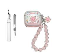 Casevita Coque mignonne 3 en 1 compatible avec AirPods 4 avec suppression active du bruit et sangle, fleurs 3D transparentes pour femme, coque de protection antichoc avec stylo de nettoyage