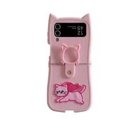 Casevita Joli étui compatible avec Samsung Galaxy Z Flip 3 avec anneau, cuir TPU souple, oreilles de chat, coque de protection antichoc pour Galaxy Z Flip 3 pour femme