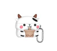 Casevita Jolie coque compatible avec AirPods 4 avec suppression active du bruit avec porte-clés, en silicone souple, motif vache de dessin animé, protection antichoc pour femme