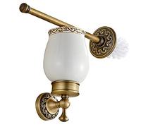 CASEWIND Brosse de Toilette en Laiton de Haute Qualité Fini par Laiton Antique avec Les Motifs délicats à la Base et à la Barre Brosse WC de Couleur Bronze Décoration et Accessoire pour Salle de Bain