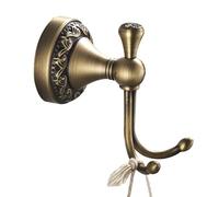 CASEWIND Design Antique Crochet Double Mural pour Peignoir Salle de Bain WC en Laiton de Qualité Base Sculptée Patère Double de Couleur Bronze Économie d’Espace pour Entrée Armoire Toilette Chambre