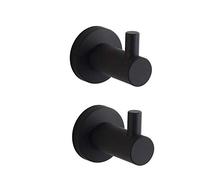 CASEWIND Peinture Noire Plat Crochet Porte-Serviettes Lot de 2 à Fixation Murale SUS304 en Acier Inoxydable Unique Robe de Vêtements Holder, L5 X H7 cm/Chaque