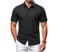 Casey Kevin Chemise Homme Manches Courtes Habillée sans Repassage | Fines Rainures Discrètes, Été Chemisette, Coupe Régulière, Avec Poche, Aspect Lisse, Rendu Sobre, Élégant, Chic