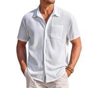 Casey Kevin Chemise Manches Courtes pour Homme Été Chemisette Décontractée Coupe Régulière Chemises Classique Couleur Unie avec Poche