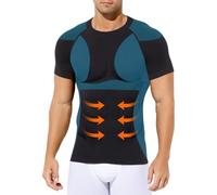 Casey Kevin Homme Compression T-Shirt, Shapewear Contrôle du Ventre Sport Top, Maillot de Corps Compression pour Perdre du Poids Ventre Plat Homme, L