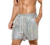 Casey Kevin Homme Shorts à Paillettes Métalliques Brillants Party Shorts de Fête pour Disco Clubwear