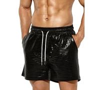 Casey Kevin Homme Shorts à Paillettes Métalliques Brillants Party Shorts de Fête pour Disco Clubwear