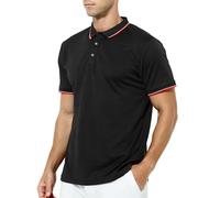 Casey Kevin Petit Polo Homme Manches Courtes, Polo pour Hommes de Petite Taille, Polo T-Shirt Homme, Polos Homme ÉtéRespirant, Col et Poignets Color Block