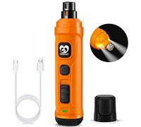 Casfuy Lime à Ongle Chien avec 2 lumières LED - Puissant Coupe-Ongles électrique à 2 Vitesses pour Animaux de Compagnie Outil de meulage Silencieux pour Petits, Moyens et Grands Chiens Chats (Orange)