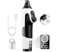 Casfuy Moulin à Ongles Intelligent à 6 Vitesses pour Chien - 50% de Puissance en Plus avec 2 lumières LED silencieuses et Rechargeables pour Chiens et Chats de Petite, Moyenne et Grande Taille (Blanc