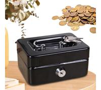 Cash Box With Lock - Mini Secure Currency Case, Portable Coin Holder | Durable Locking Petty Fund Safe Container, Small Valuables Organizer With Daily Management Scenario For Adults Kids School Shop M
