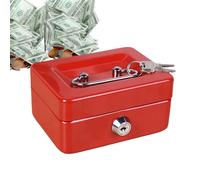 Cash Box With Lock - Mini Secure Currency Case, Portable Coin Holder | Durable Locking Petty Fund Safe Container, Small Valuables Organizer With Daily Management Scenario For Adults Kids School Shop M