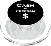 Cash is Freedom $ - Blanc avec Bordure Noire PopSockets PopGrip pour MagSafe
