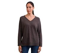 CASH-MERE.CH Pull 100 % cachemire pour femme avec coupe droite et fente latérale | Pull col en V 2 fils, Taupe mélangé., XL